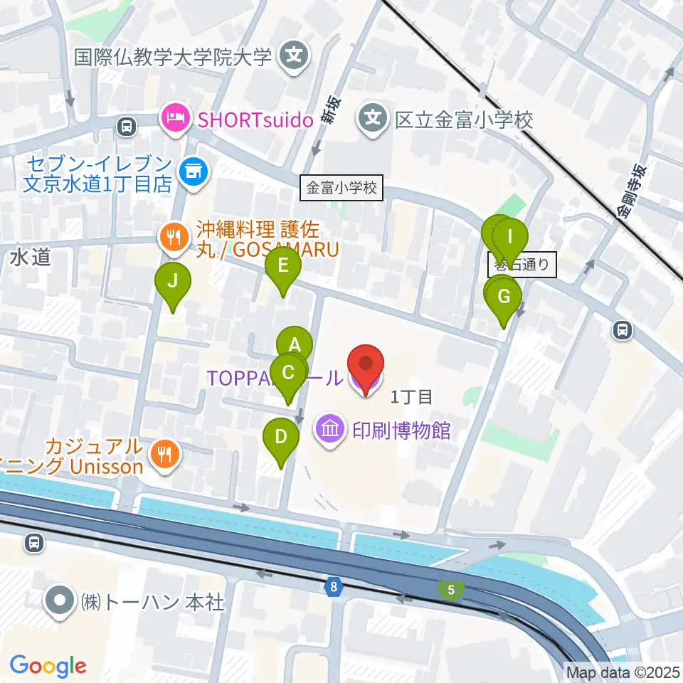 トッパンホール周辺の駐車場・コインパーキング一覧地図