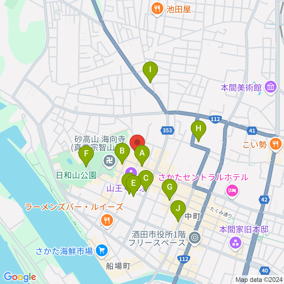 酒田市港座周辺の駐車場・コインパーキング一覧地図