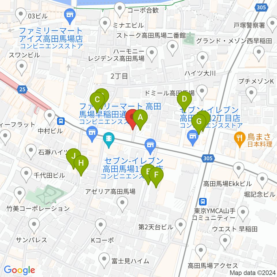 高田馬場ゲートワン周辺の駐車場・コインパーキング一覧地図