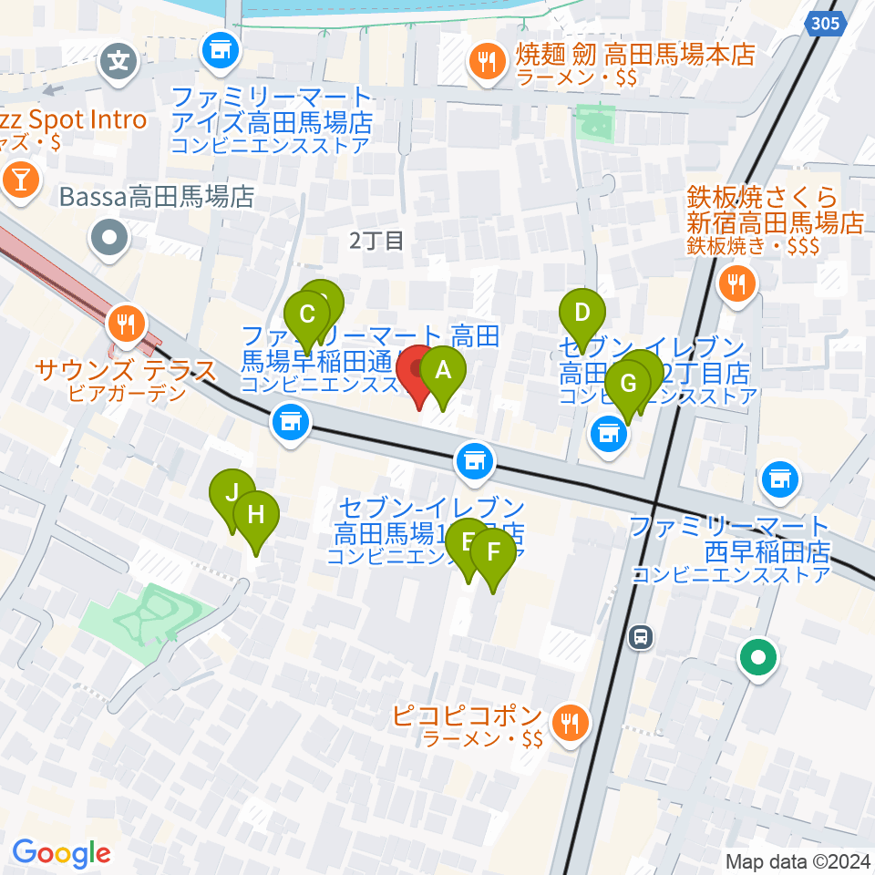 高田馬場ゲートワン周辺の駐車場・コインパーキング一覧地図