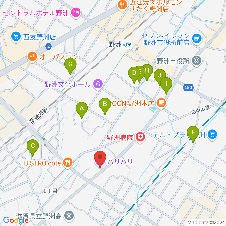 滋賀バリハリ周辺の駐車場・コインパーキング一覧地図