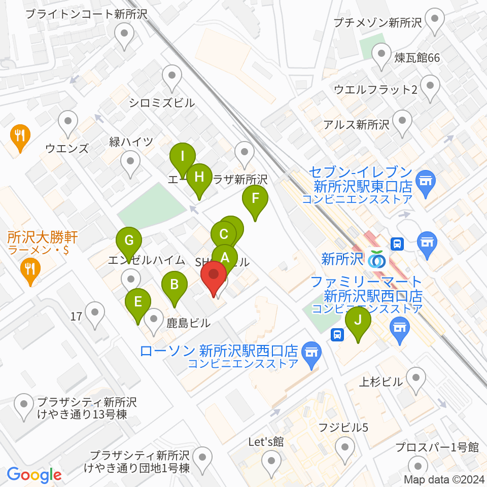 新所沢スワン周辺の駐車場・コインパーキング一覧地図