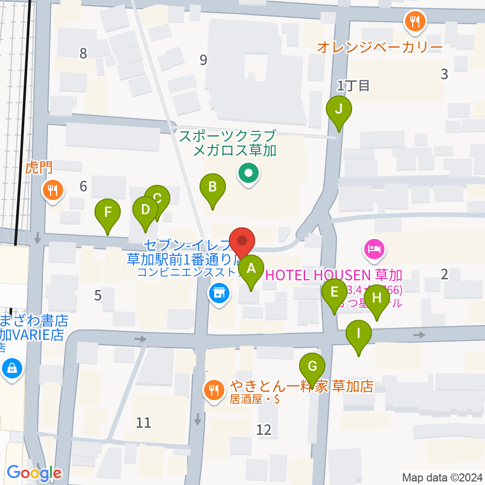 草加シュガーヒル周辺の駐車場・コインパーキング一覧地図