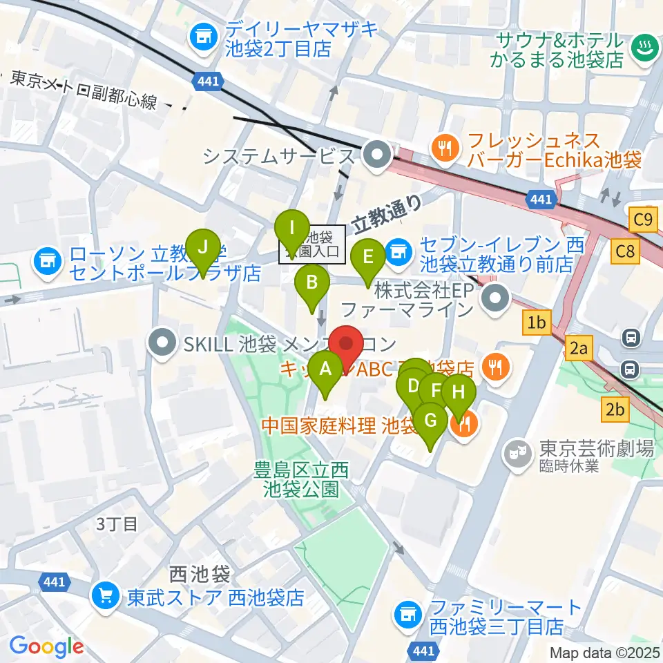 池袋インディペンデンス周辺の駐車場・コインパーキング一覧地図