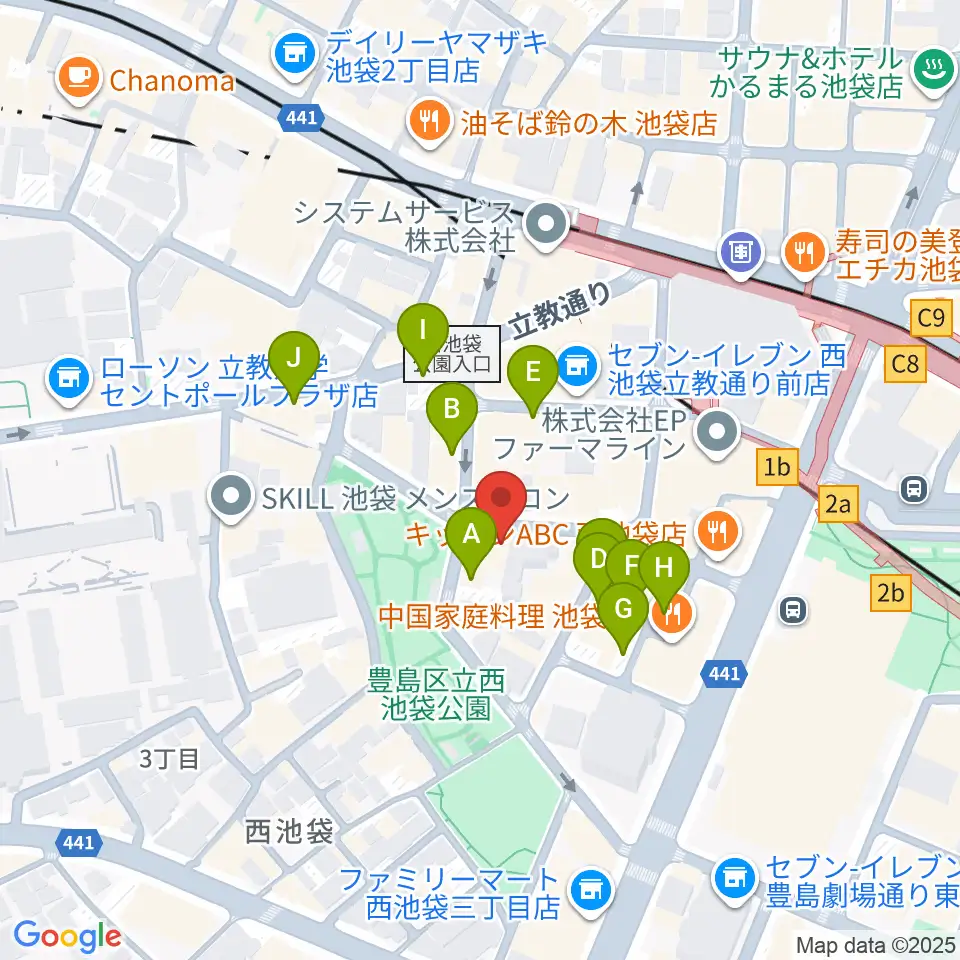 池袋インディペンデンス周辺の駐車場・コインパーキング一覧地図