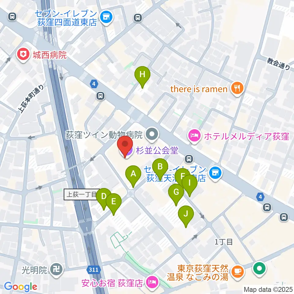 杉並公会堂周辺の駐車場・コインパーキング一覧地図