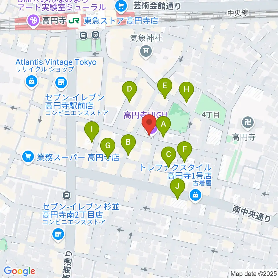 高円寺HIGH周辺の駐車場・コインパーキング一覧地図