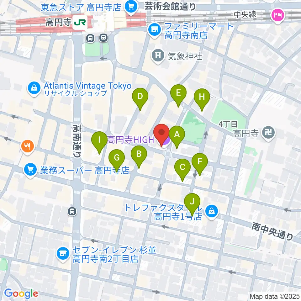 高円寺HIGH周辺の駐車場・コインパーキング一覧地図
