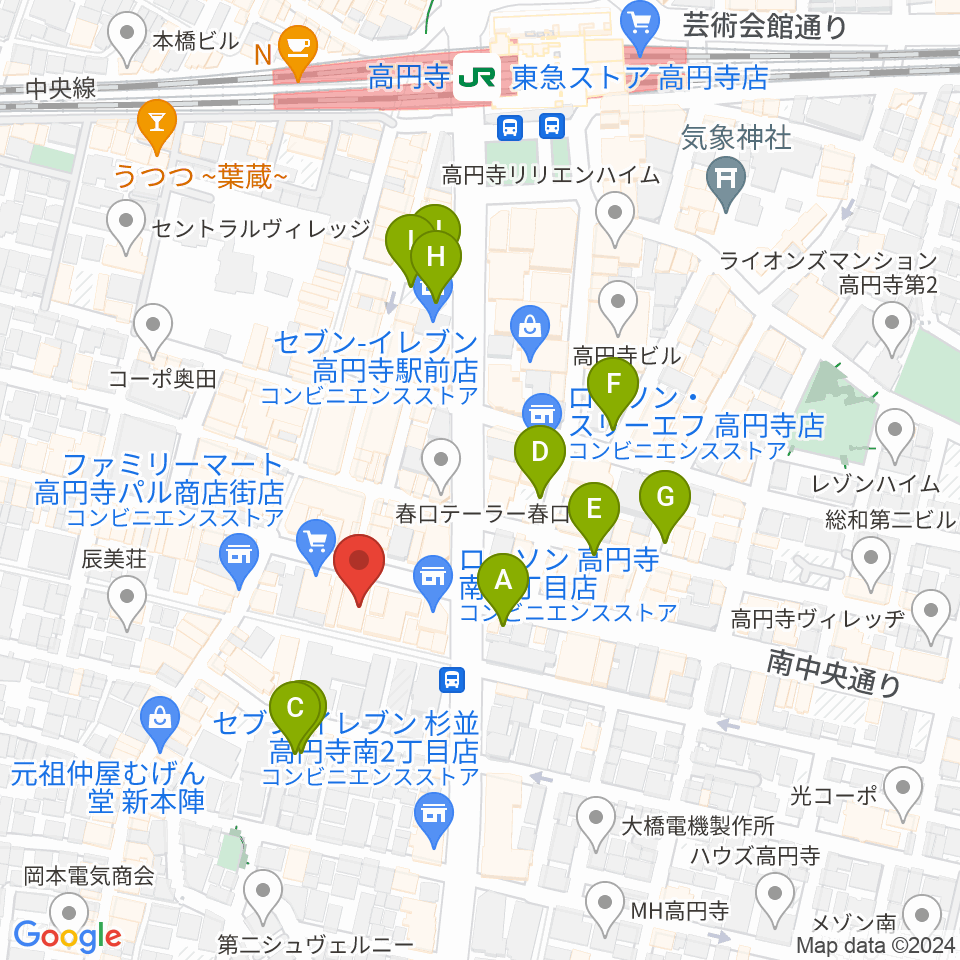 高円寺ALONE周辺の駐車場・コインパーキング一覧地図