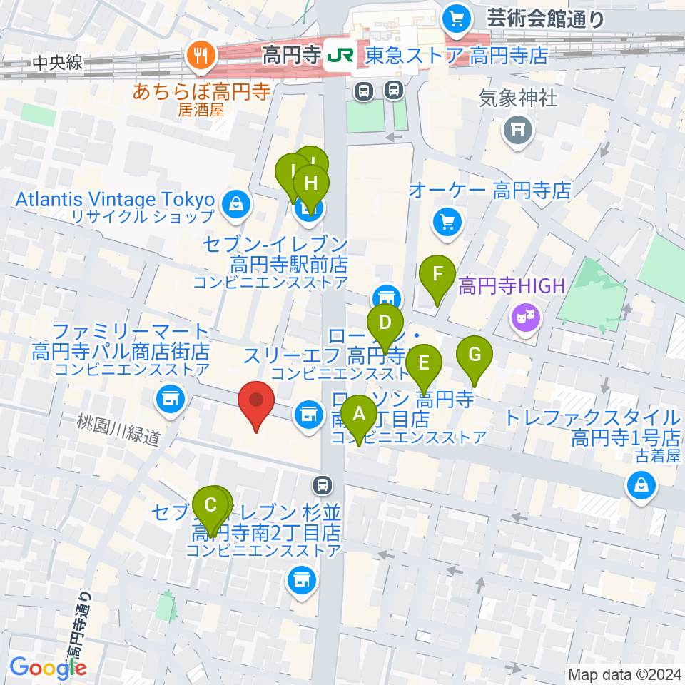 高円寺ALONE周辺の駐車場・コインパーキング一覧地図