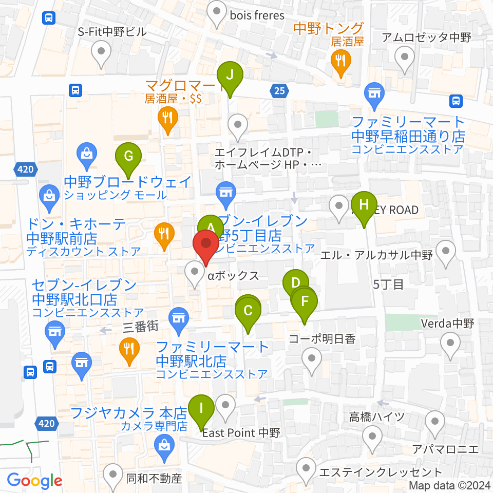 中野SweetRain周辺の駐車場・コインパーキング一覧地図