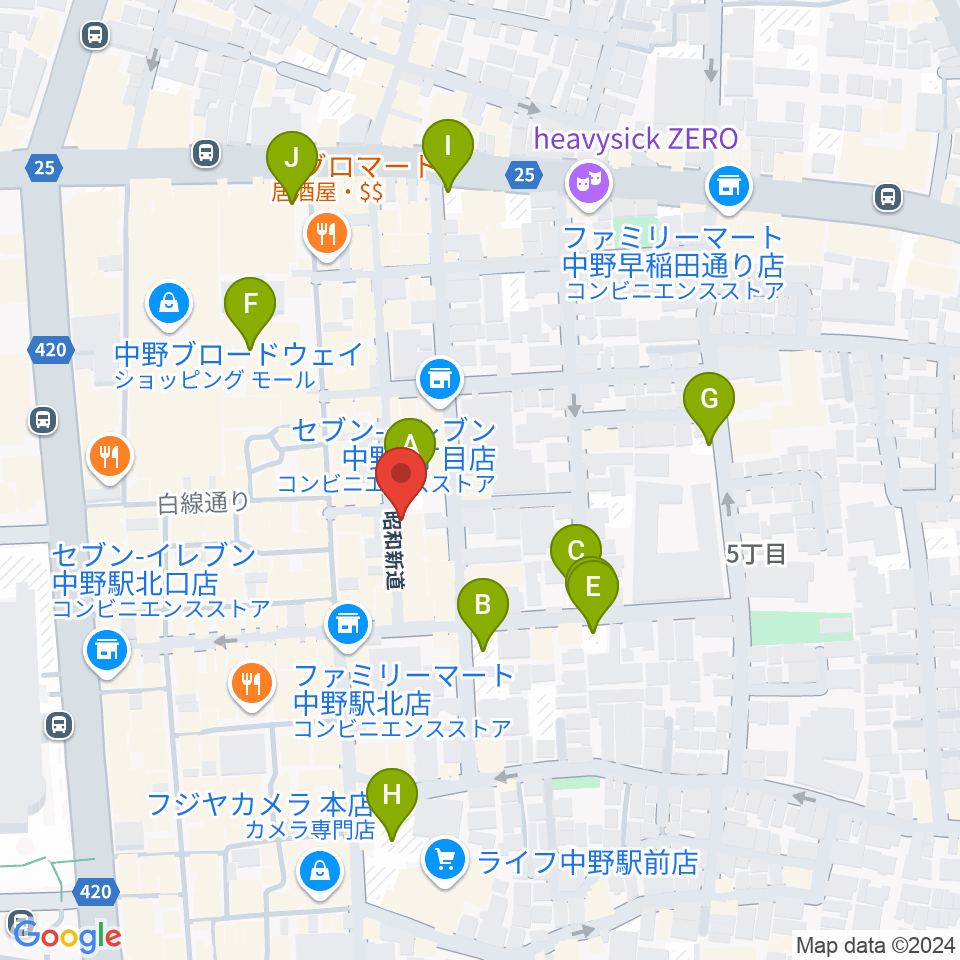 中野SweetRain周辺の駐車場・コインパーキング一覧地図