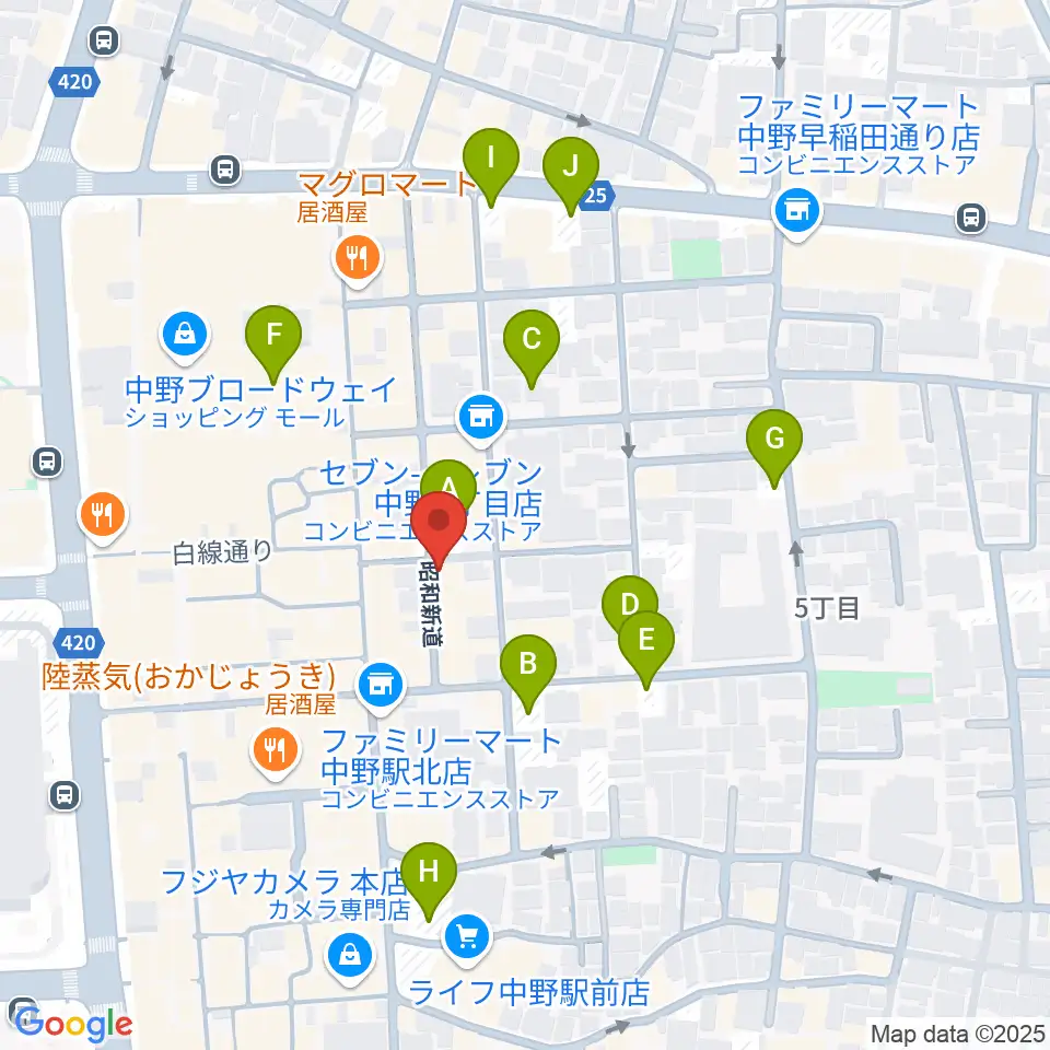中野SweetRain周辺の駐車場・コインパーキング一覧地図