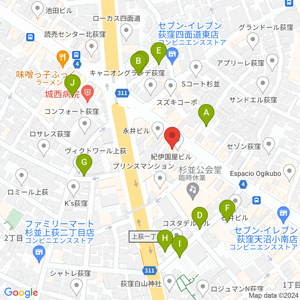 荻窪ルースター周辺の駐車場・コインパーキング一覧地図