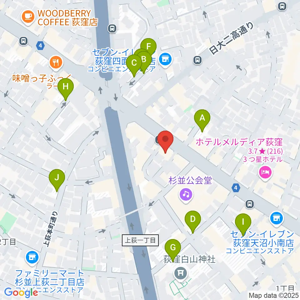 荻窪ルースター周辺の駐車場・コインパーキング一覧地図