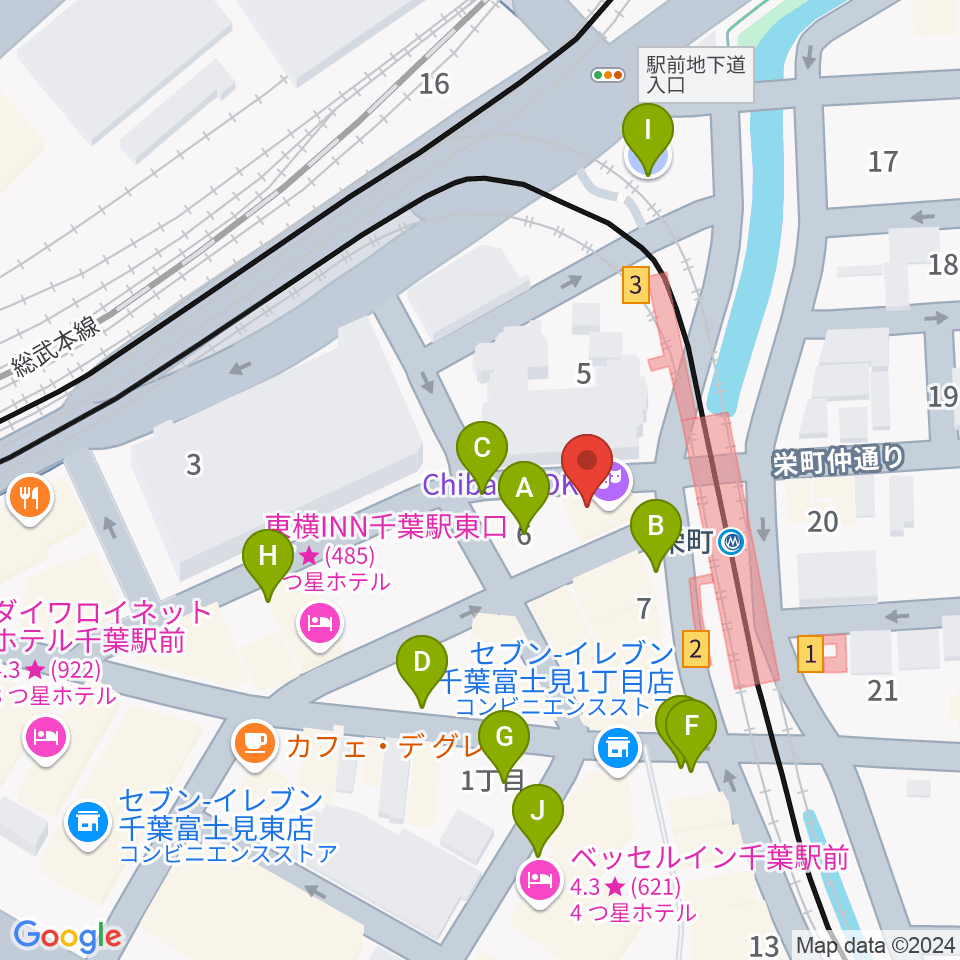 千葉LOOK周辺の駐車場・コインパーキング一覧地図