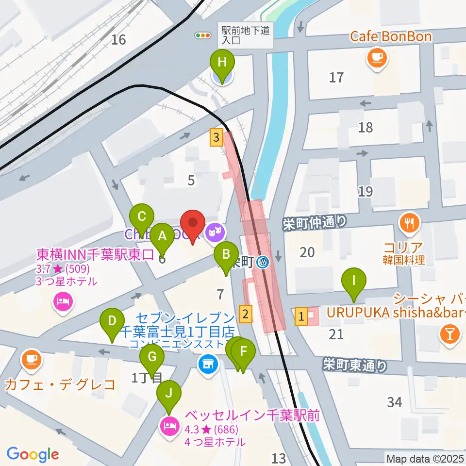 千葉LOOK周辺の駐車場・コインパーキング一覧地図