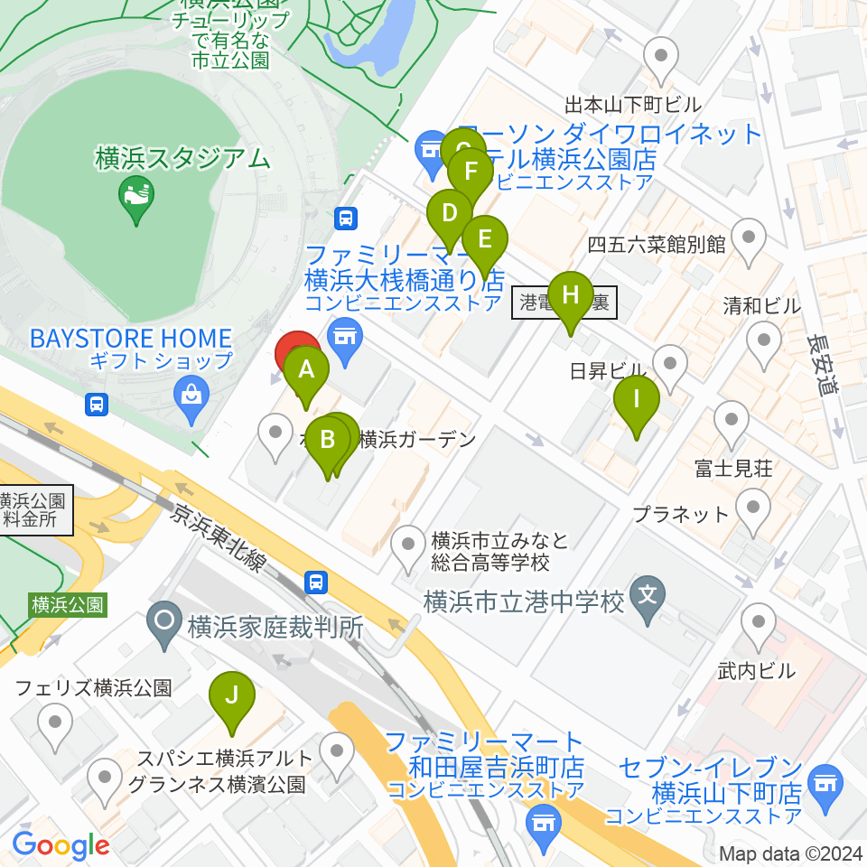 横浜セブンスアベニュー周辺の駐車場・コインパーキング一覧地図