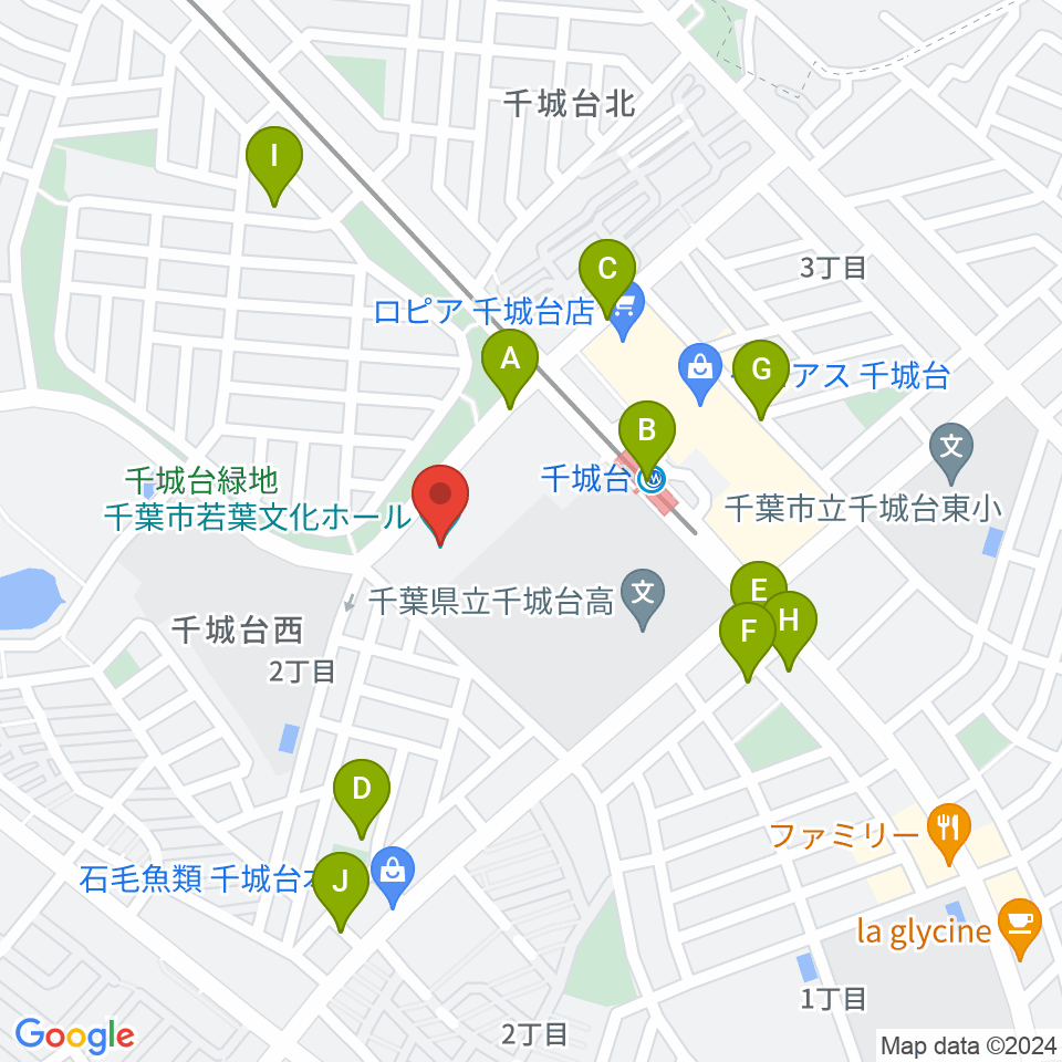 千葉市若葉文化ホール周辺の駐車場・コインパーキング一覧地図