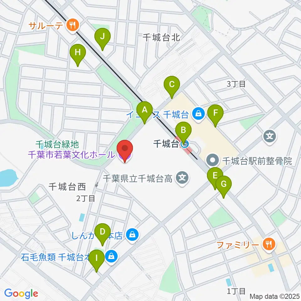 千葉市若葉文化ホール周辺の駐車場・コインパーキング一覧地図