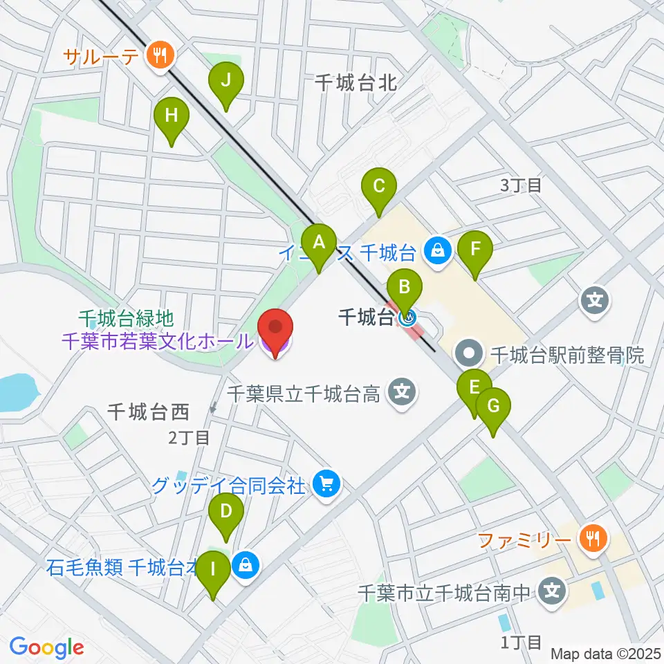 千葉市若葉文化ホール周辺の駐車場・コインパーキング一覧地図