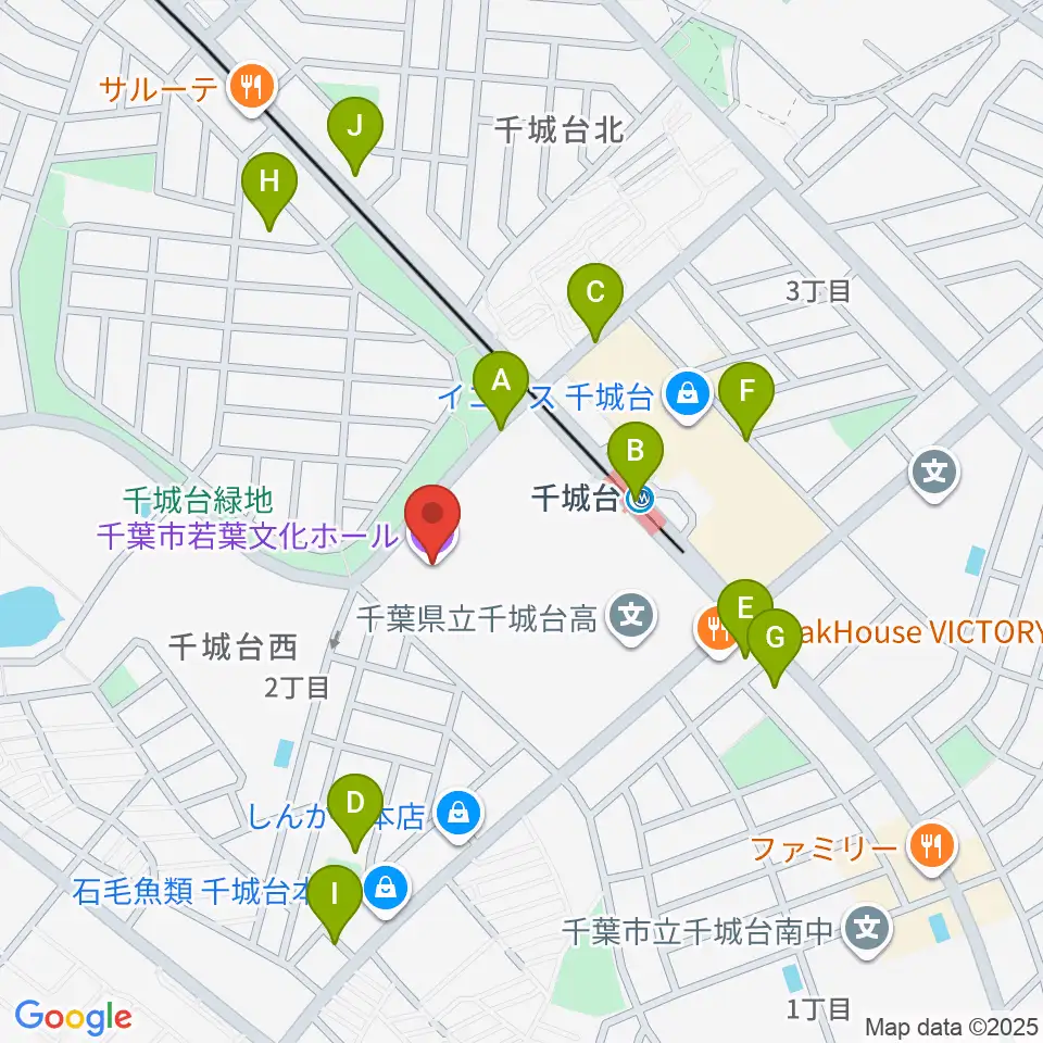 千葉市若葉文化ホール周辺の駐車場・コインパーキング一覧地図