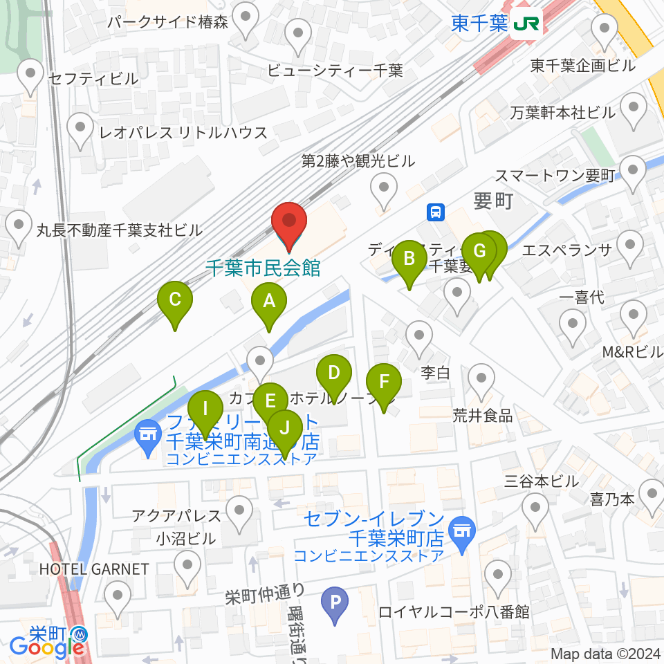 千葉市民会館周辺の駐車場・コインパーキング一覧地図