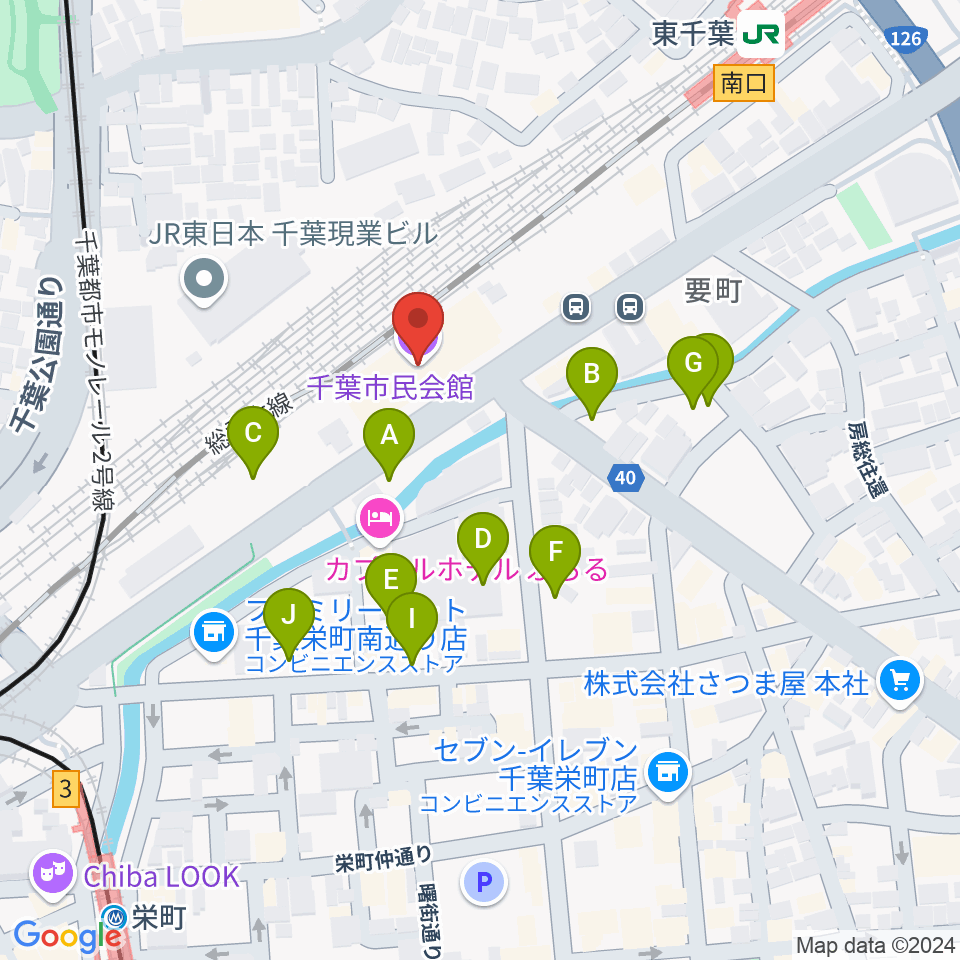 千葉市民会館周辺の駐車場・コインパーキング一覧地図