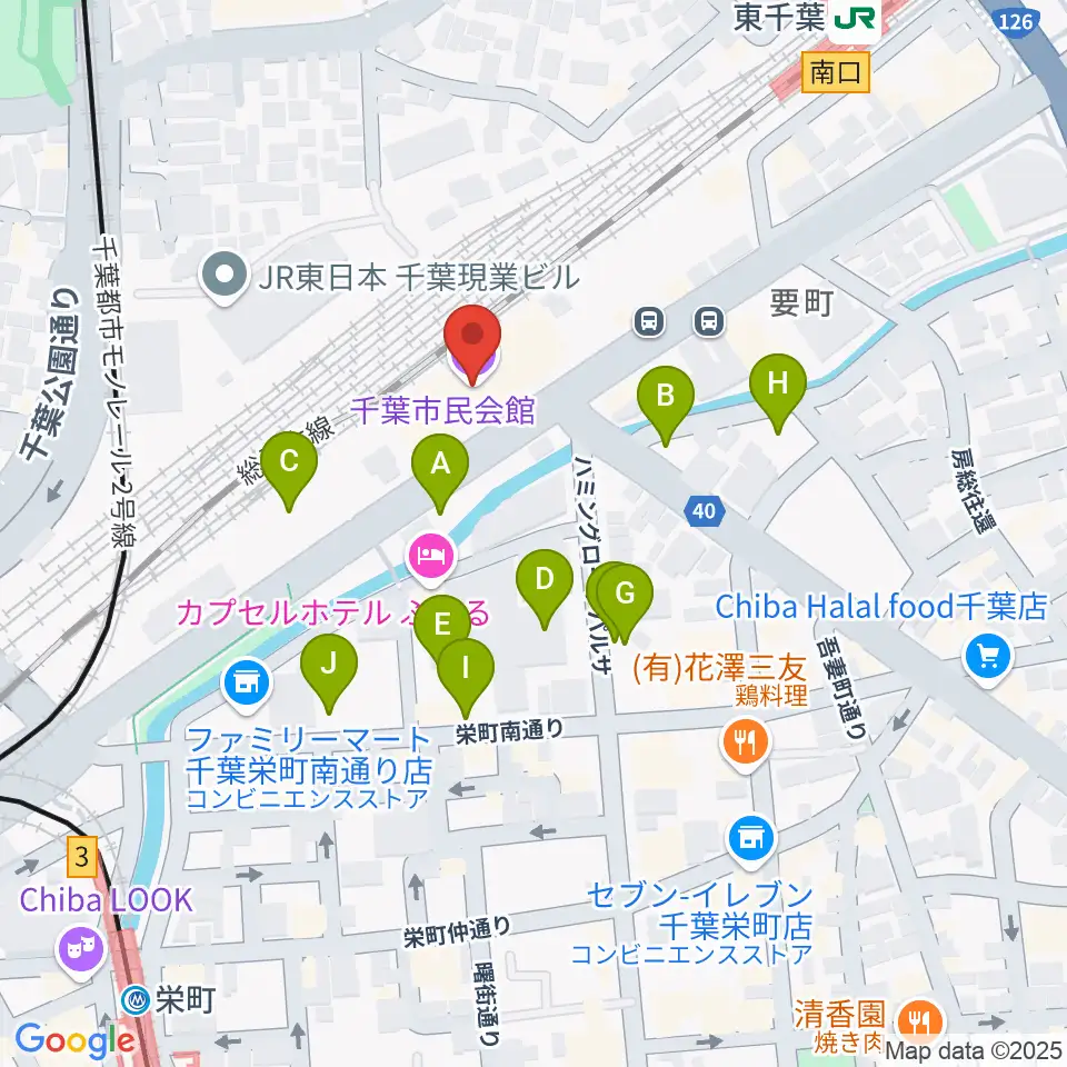 千葉市民会館周辺の駐車場・コインパーキング一覧地図