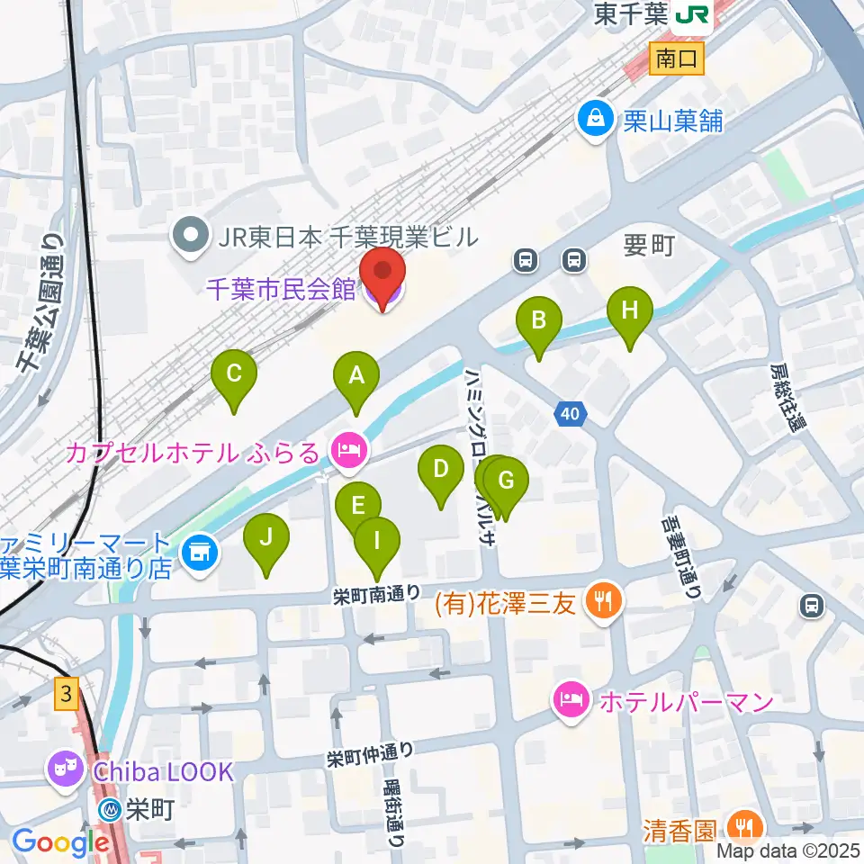千葉市民会館周辺の駐車場・コインパーキング一覧地図
