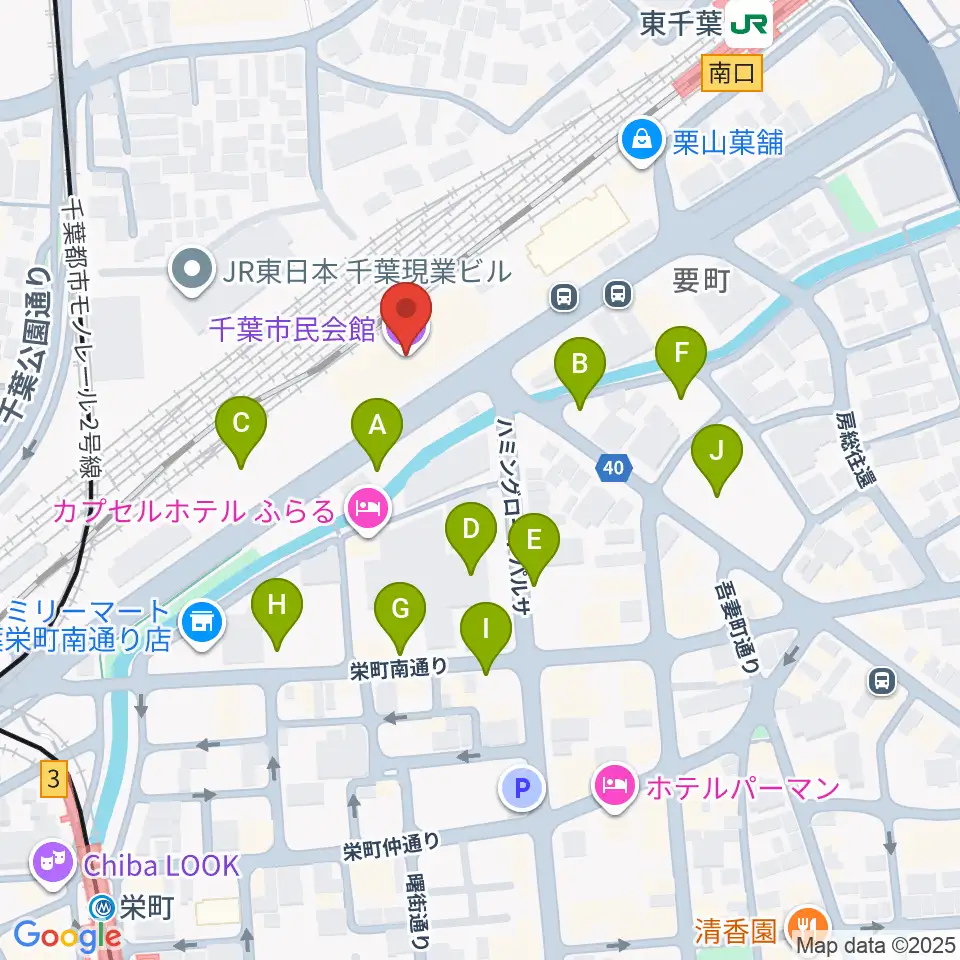 千葉市民会館周辺の駐車場・コインパーキング一覧地図