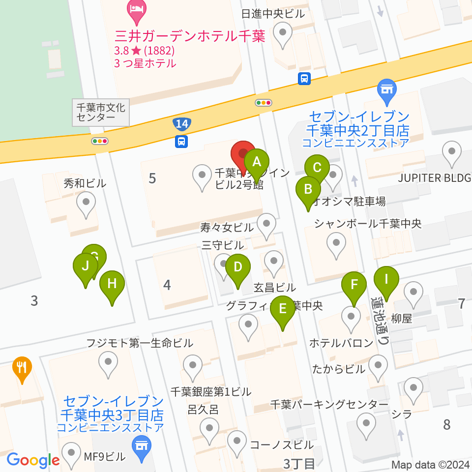 千葉市文化センター周辺の駐車場・コインパーキング一覧地図