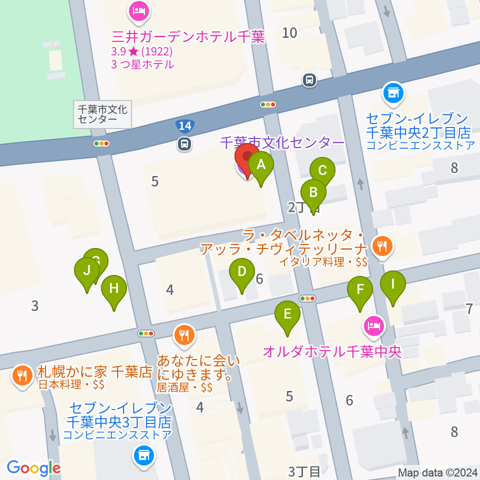 千葉市文化センター周辺の駐車場・コインパーキング一覧地図