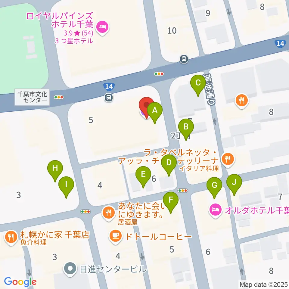 千葉市文化センター周辺の駐車場・コインパーキング一覧地図