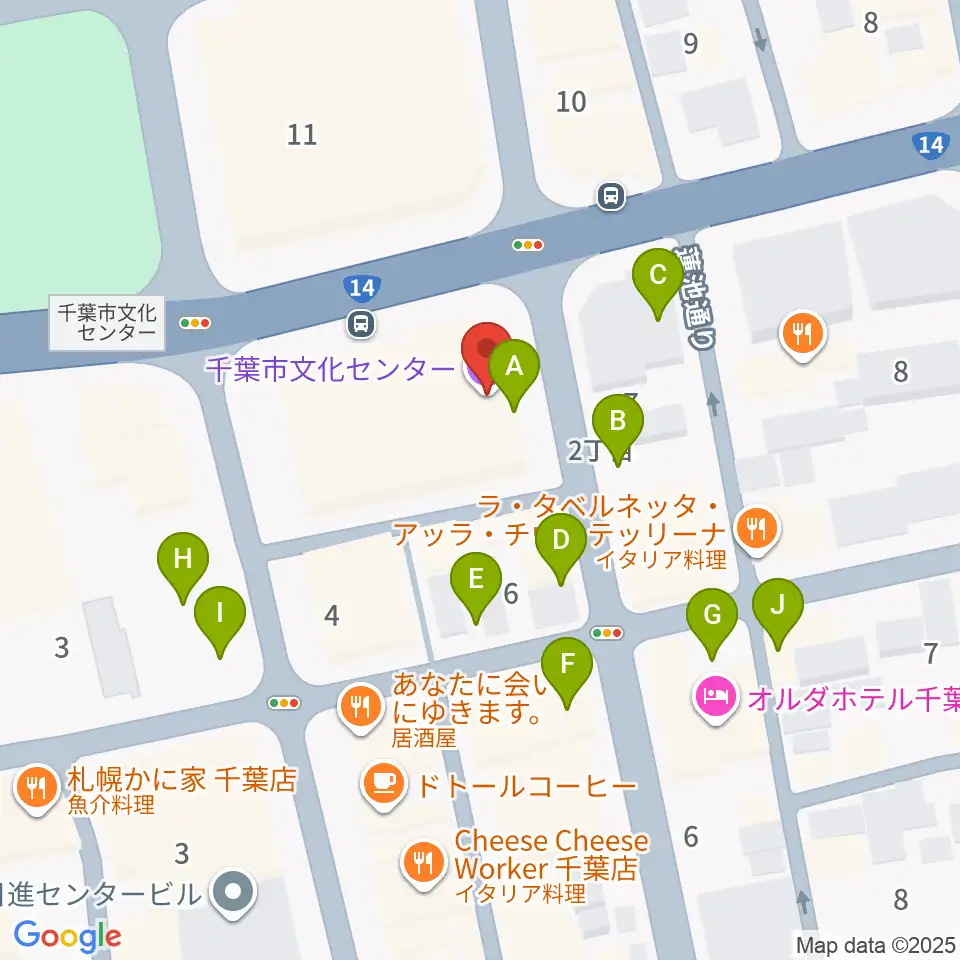 千葉市文化センター周辺の駐車場・コインパーキング一覧地図
