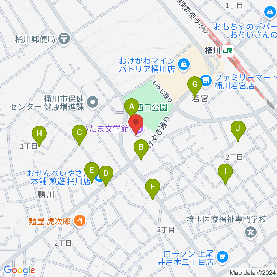 響の森 桶川市民ホール周辺の駐車場・コインパーキング一覧地図