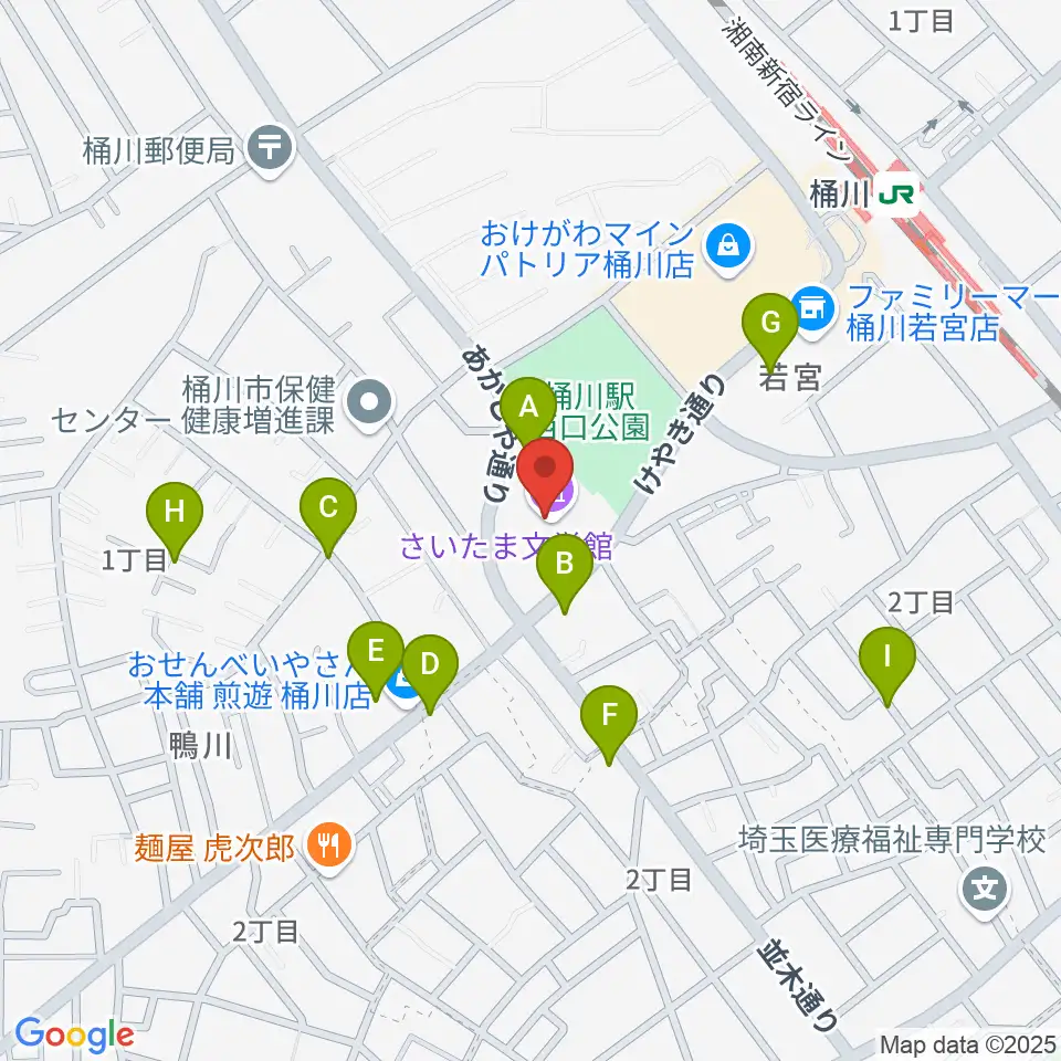 響の森 桶川市民ホール周辺の駐車場・コインパーキング一覧地図
