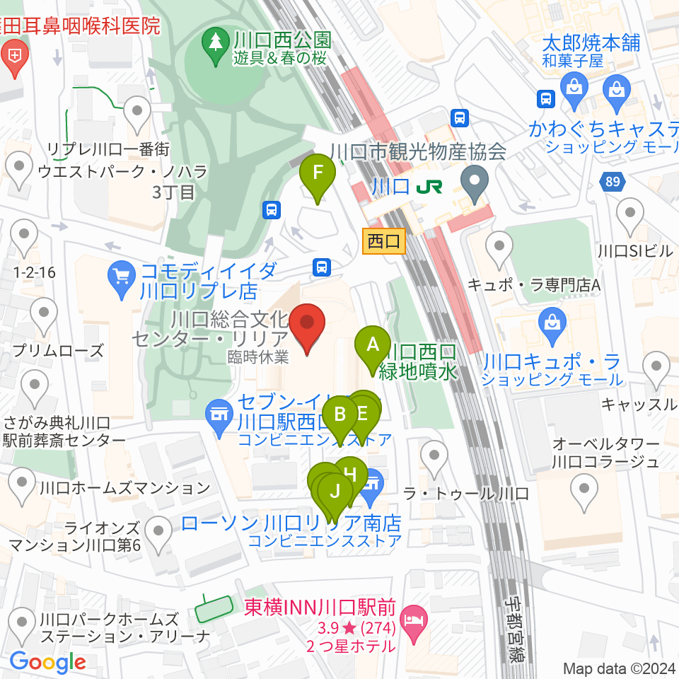 川口総合文化センター・リリア周辺の駐車場・コインパーキング一覧地図