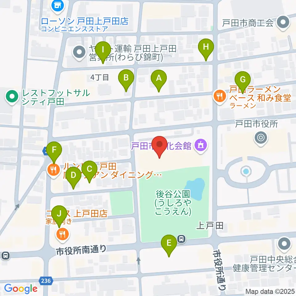 戸田市文化会館周辺の駐車場・コインパーキング一覧地図