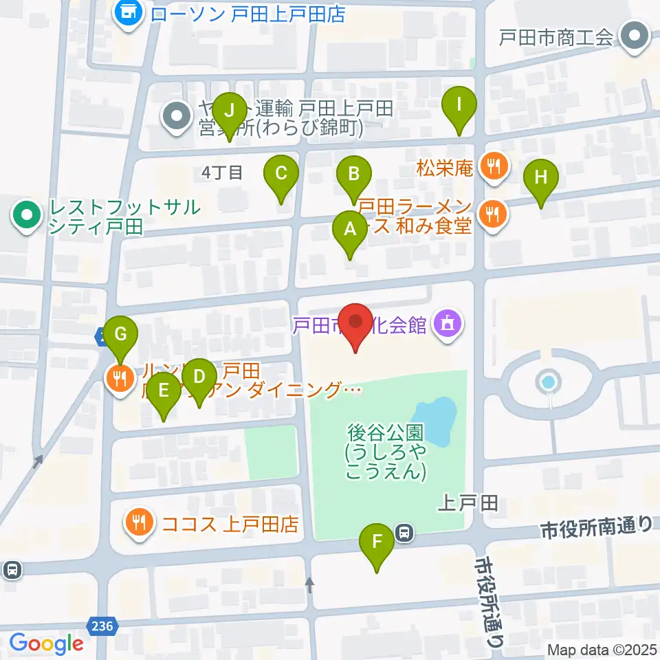 戸田市文化会館周辺の駐車場・コインパーキング一覧地図