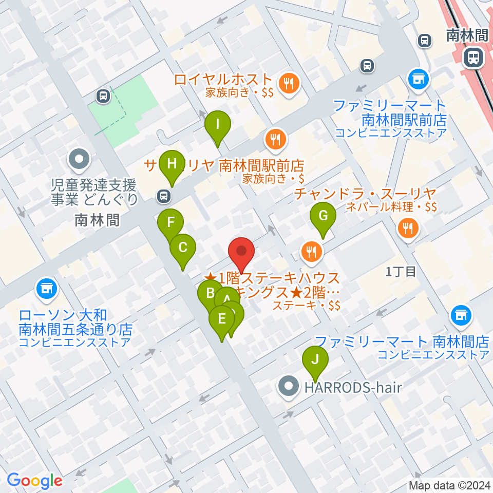 南林間ハイダウェイ周辺の駐車場・コインパーキング一覧地図