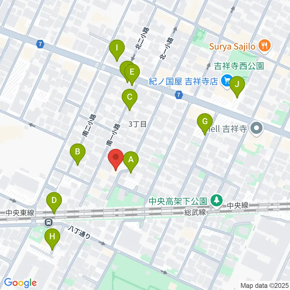 吉祥寺 江戸前レコーディングス周辺の駐車場・コインパーキング一覧地図
