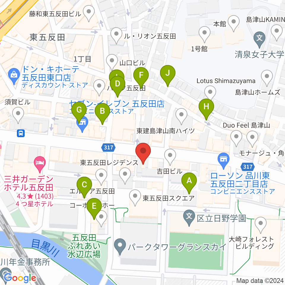 山口綾規スタジオ周辺の駐車場・コインパーキング一覧地図