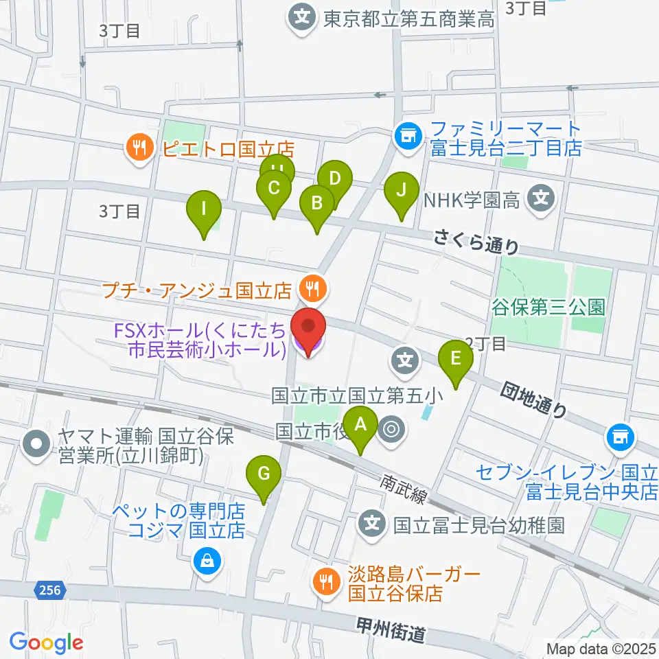 くにたち市民芸術小ホール周辺の駐車場・コインパーキング一覧地図