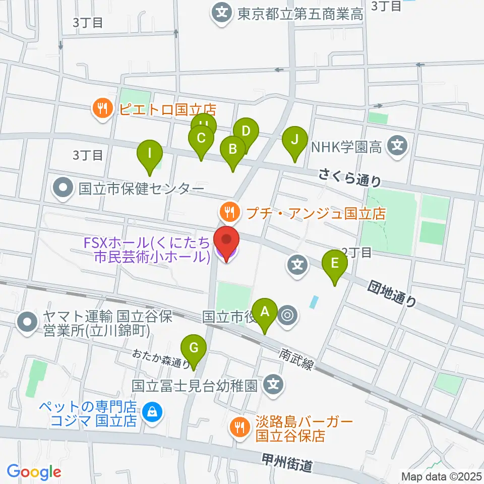 くにたち市民芸術小ホール周辺の駐車場・コインパーキング一覧地図