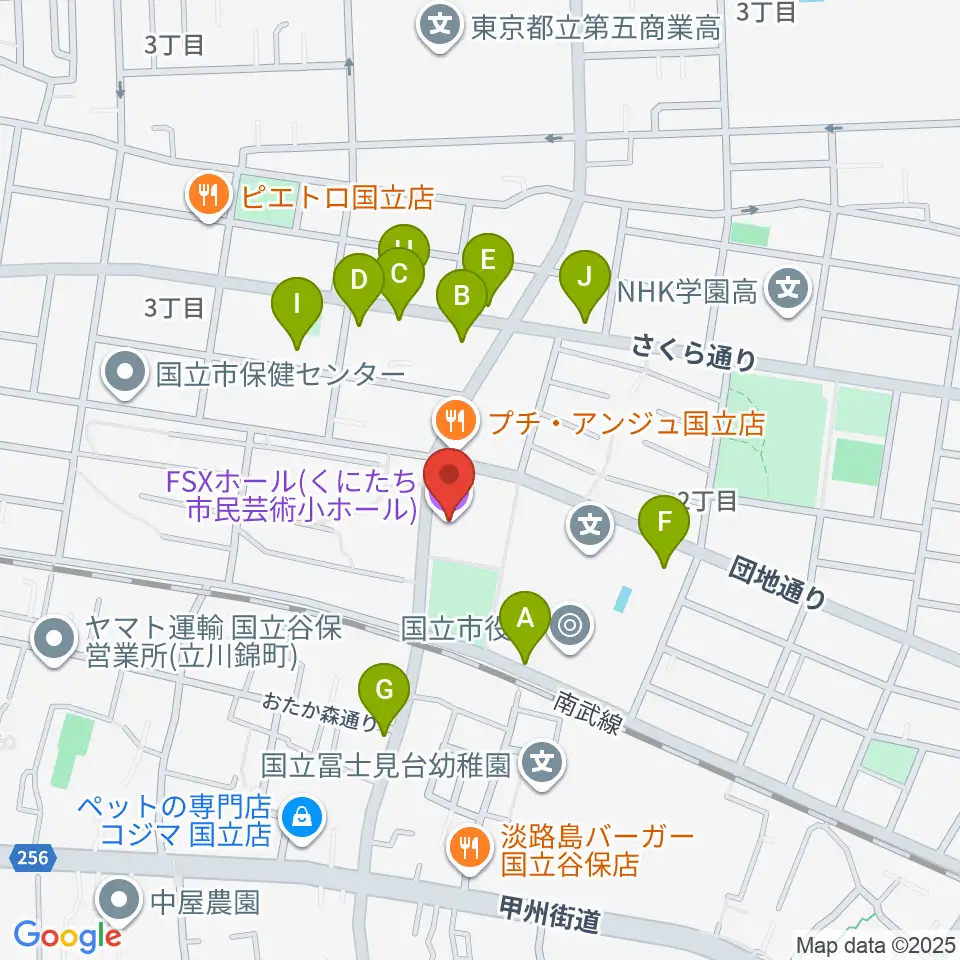 FSXホール周辺の駐車場・コインパーキング一覧地図