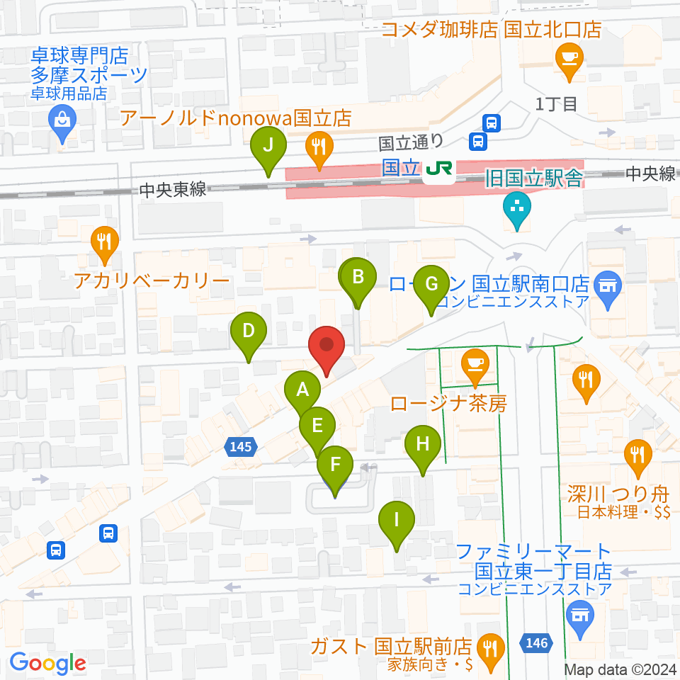 国立NO TRUNKS周辺の駐車場・コインパーキング一覧地図