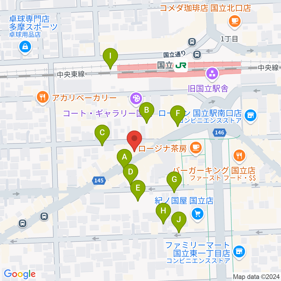 国立NO TRUNKS周辺の駐車場・コインパーキング一覧地図