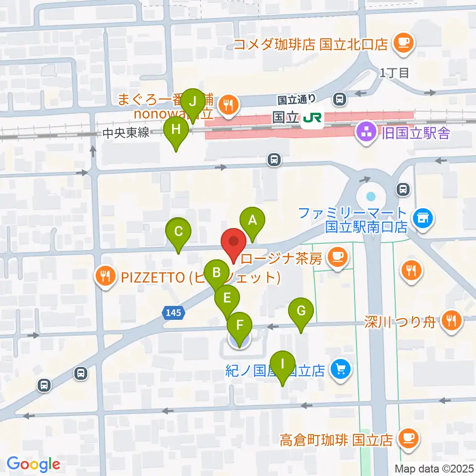 国立NO TRUNKS周辺の駐車場・コインパーキング一覧地図