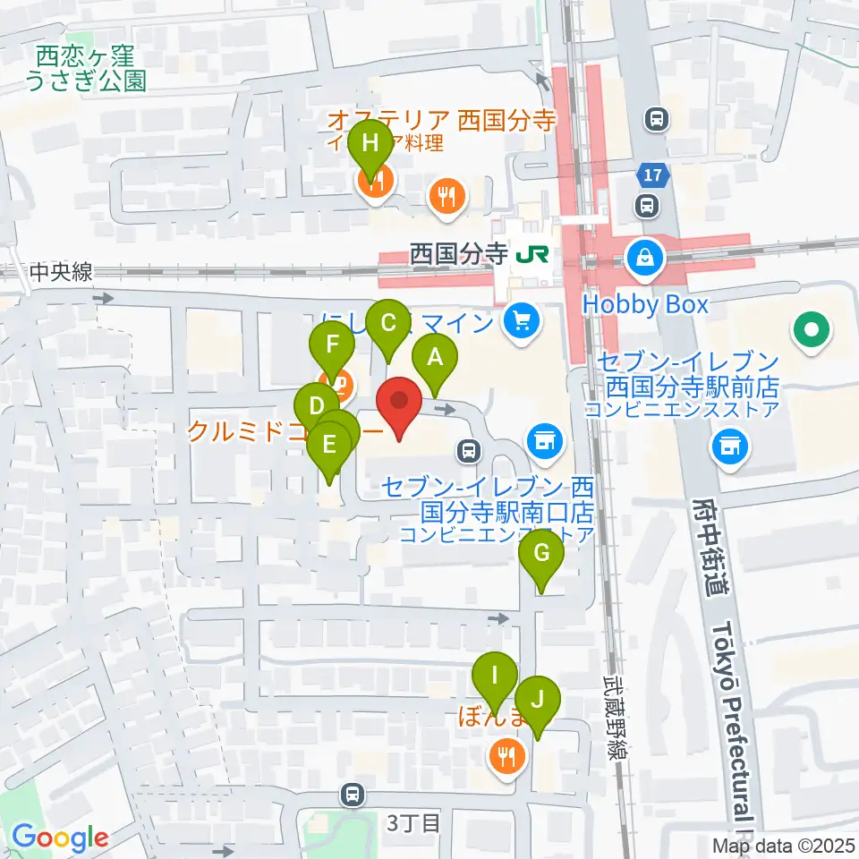 国分寺市立いずみホール周辺の駐車場・コインパーキング一覧地図